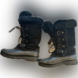 Khombu Black Faux Fur Winter Boots Womens sz 8 new
